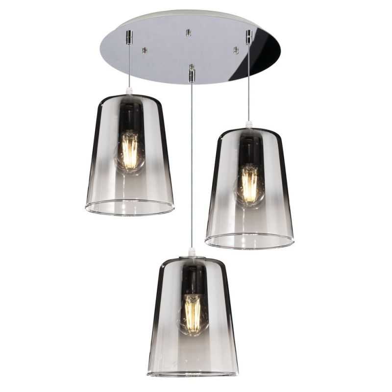 SHADED SOSPENSIONE 3 LUCI IN METALLO CROMATO CON CONI IN VETRO AMBRA CROMO OPPURE RAME Top Light Illuminazione - Cristalensi Sho