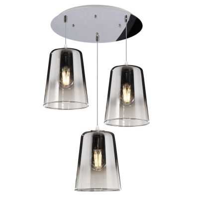 SHADED SOSPENSIONE 3 LUCI IN METALLO CROMATO CON CONI IN VETRO AMBRA CROMO OPPURE RAME Top Light Illuminazione - Cristalensi Sho