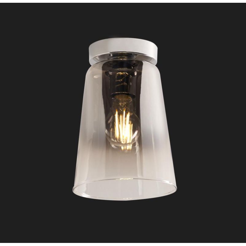 SHADED PICCOLA PLAFONIERA IN METALLO BIANCO CON CONO IN VETRO AMBRA CROMO O RAME Top Light Illuminazione - Cristalensi Shop Onli