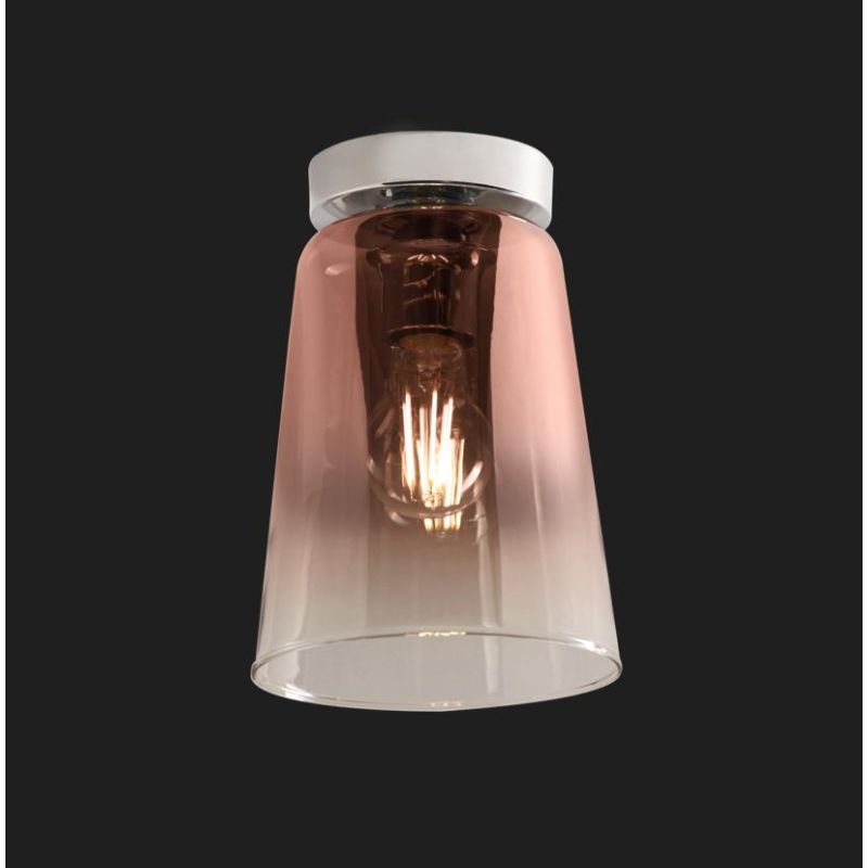SHADED PICCOLA PLAFONIERA IN METALLO BIANCO CON CONO IN VETRO AMBRA CROMO O RAME Top Light Illuminazione - Cristalensi Shop Onli