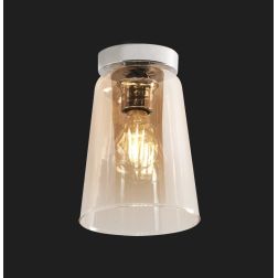 SHADED PICCOLA PLAFONIERA IN METALLO BIANCO CON CONO IN VETRO AMBRA CROMO O RAME Top Light Illuminazione - Cristalensi Shop Onli