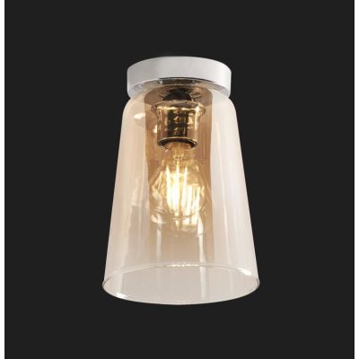 SHADED PICCOLA PLAFONIERA IN METALLO BIANCO CON CONO IN VETRO AMBRA CROMO O RAME Top Light Illuminazione - Cristalensi Shop Onli