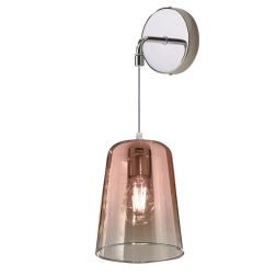 SHADED APPLIQUE DA PARETE CON BASE IN METALLO E DIFFUSORE A CONO IN VETRO AMBRA CROMO O RAME Top Light Illuminazione - Cristalen