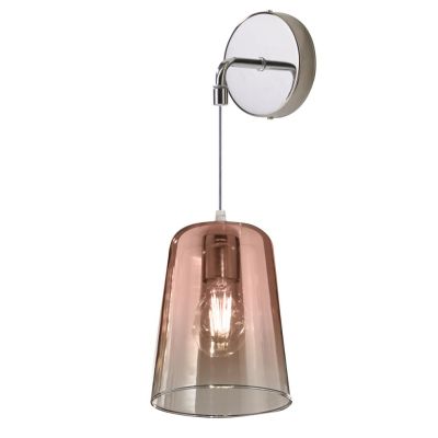 SHADED APPLIQUE DA PARETE CON BASE IN METALLO E DIFFUSORE A CONO IN VETRO AMBRA CROMO O RAME Top Light Illuminazione - Cristalen