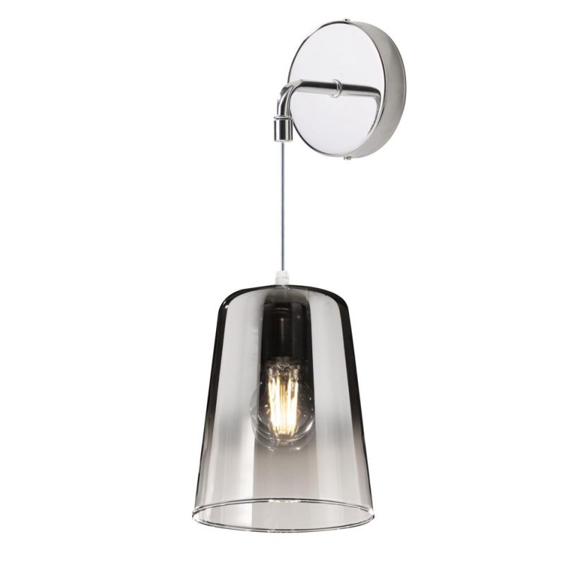 SHADED APPLIQUE DA PARETE CON BASE IN METALLO E DIFFUSORE A CONO IN VETRO AMBRA CROMO O RAME Top Light Illuminazione - Cristalen