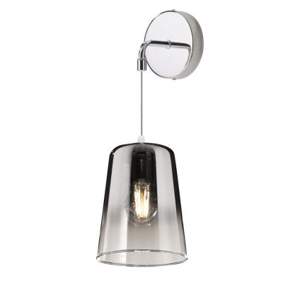 SHADED APPLIQUE DA PARETE CON BASE IN METALLO E DIFFUSORE A CONO IN VETRO AMBRA CROMO O RAME Top Light Illuminazione - Cristalen