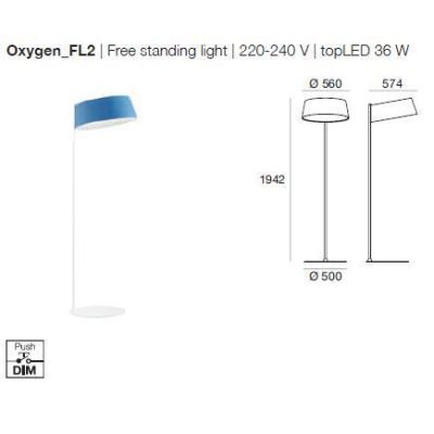 OXYGEN PIANTANA LAMPADA DA TERRA LED 36W DIMMERABILE LINEA LIGHT 4 COLORI MODERNA STILNOVO MA&DE - Cristalensi Shop Online