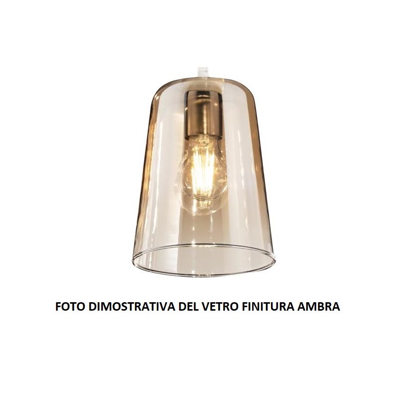 SHADED LUMETTO IN METALLO CON FINITURA CROMO CON DIFFUSORE A CONO IN VETRO AMBRA CROMO O RAME Top Light Illuminazione - Cristale
