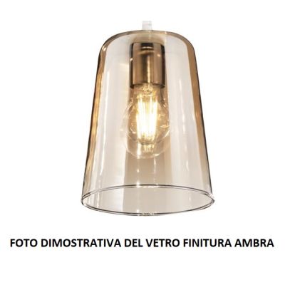 SHADED LUMETTO IN METALLO CON FINITURA CROMO CON DIFFUSORE A CONO IN VETRO AMBRA CROMO O RAME Top Light Illuminazione - Cristale