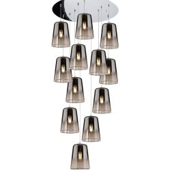 SHADED SOSPENSIONE RETTANGOLARE FINITURA CROMO CON CONI IN VETRO AMBRA CROMO OPPURE RAME Top Light Illuminazione - Cristalensi S