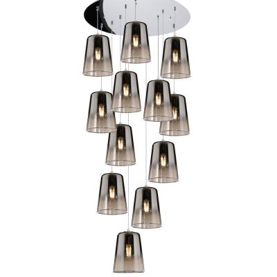 SHADED SOSPENSIONE RETTANGOLARE FINITURA CROMO CON CONI IN VETRO AMBRA CROMO OPPURE RAME Top Light Illuminazione - Cristalensi S