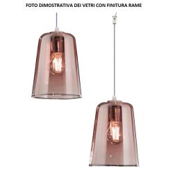 SHADED SOSPENSIONE CON DECENTRO IN METALLO CROMO CON CONI IN VETRO AMBRA CROMO OPPURE RAME Top Light Illuminazione - Cristalensi 2