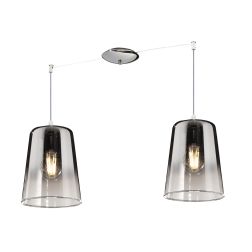 SHADED SOSPENSIONE CON DECENTRO IN METALLO CROMO CON CONI IN VETRO AMBRA CROMO OPPURE RAME Top Light Illuminazione - Cristalensi