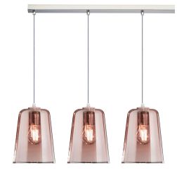 SHADED BINARIO A 3 LUCI IN METALLO CROMATO CON CONI IN VETRO AMBRA CROMO OPPURE RAME Top Light Illuminazione - Cristalensi Shop  2