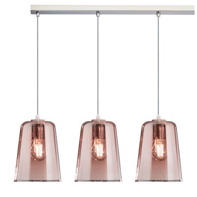 SHADED BINARIO A 3 LUCI IN METALLO CROMATO CON CONI IN VETRO AMBRA CROMO OPPURE RAME Top Light Illuminazione - Cristalensi Shop 