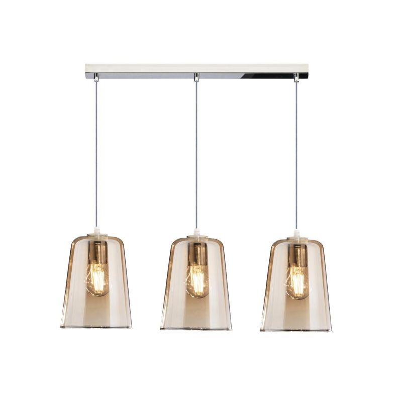 SHADED BINARIO A 3 LUCI IN METALLO CROMATO CON CONI IN VETRO AMBRA CROMO OPPURE RAME Top Light Illuminazione - Cristalensi Shop 