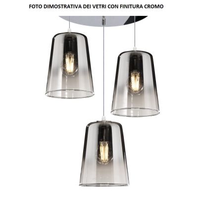 SHADED BINARIO A 3 LUCI IN METALLO CROMATO CON CONI IN VETRO AMBRA CROMO OPPURE RAME Top Light Illuminazione - Cristalensi Shop 