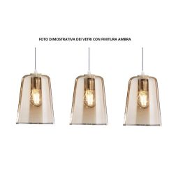 SHADED BINARIO A 4 LUCI IN METALLO CROMATO CON CONI IN VETRO AMBRA CROMO OPPURE RAME Top Light Illuminazione - Cristalensi Shop  2