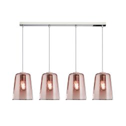 SHADED BINARIO A 4 LUCI IN METALLO CROMATO CON CONI IN VETRO AMBRA CROMO OPPURE RAME Top Light Illuminazione - Cristalensi Shop 