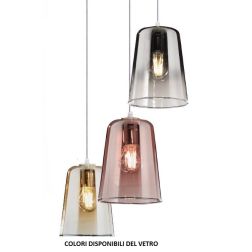 SHADED SOSPENSIONE RETTANGOLARE FINITURA OTTONE CON CONI IN VETRO AMBRA E RAME Top Light Illuminazione - Cristalensi Shop Online 2