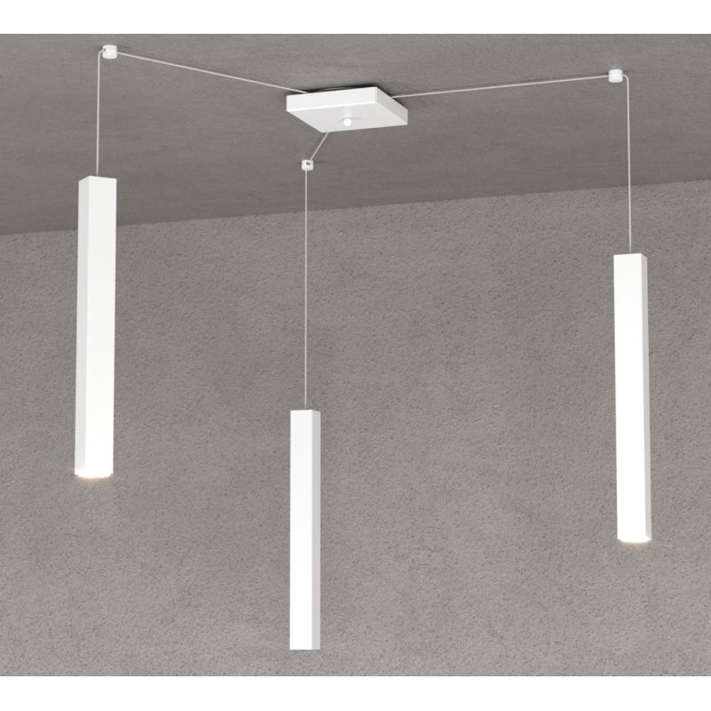 SQUARE TUBE SOSPENSIONE 3 LUCI DECENTRATA IN METALLO 6 COLORI LAMPADINE ATTACCO GU10 Top Light Illuminazione - Cristalensi Shop 