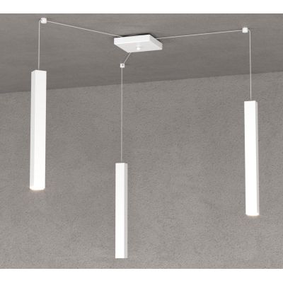 SQUARE TUBE SOSPENSIONE 3 LUCI DECENTRATA IN METALLO 6 COLORI LAMPADINE ATTACCO GU10 Top Light Illuminazione - Cristalensi Shop 