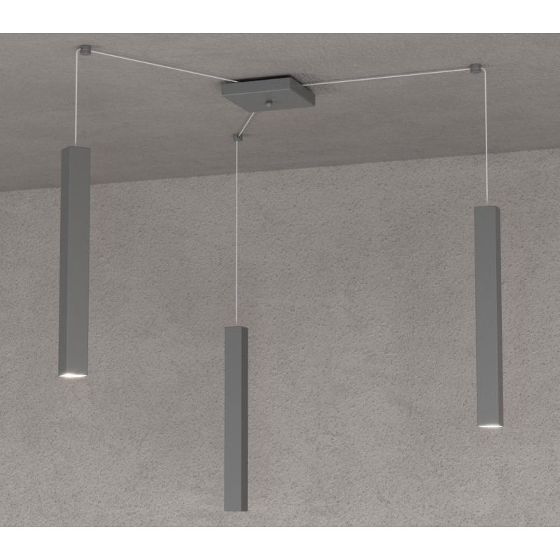 SQUARE TUBE SOSPENSIONE 3 LUCI DECENTRATA IN METALLO 6 COLORI LAMPADINE ATTACCO GU10 Top Light Illuminazione - Cristalensi Shop 