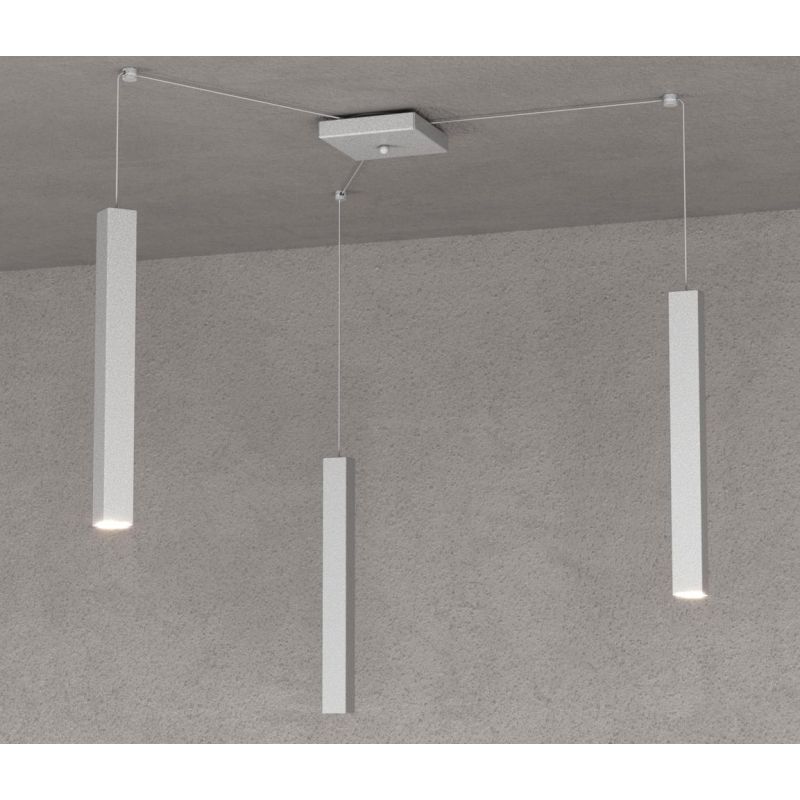 SQUARE TUBE SOSPENSIONE 3 LUCI DECENTRATA IN METALLO 6 COLORI LAMPADINE ATTACCO GU10 Top Light Illuminazione - Cristalensi Shop 