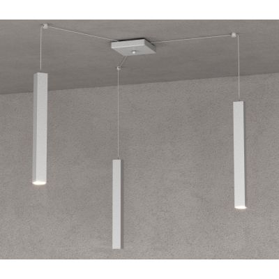 SQUARE TUBE SOSPENSIONE 3 LUCI DECENTRATA IN METALLO 6 COLORI LAMPADINE ATTACCO GU10 Top Light Illuminazione - Cristalensi Shop 
