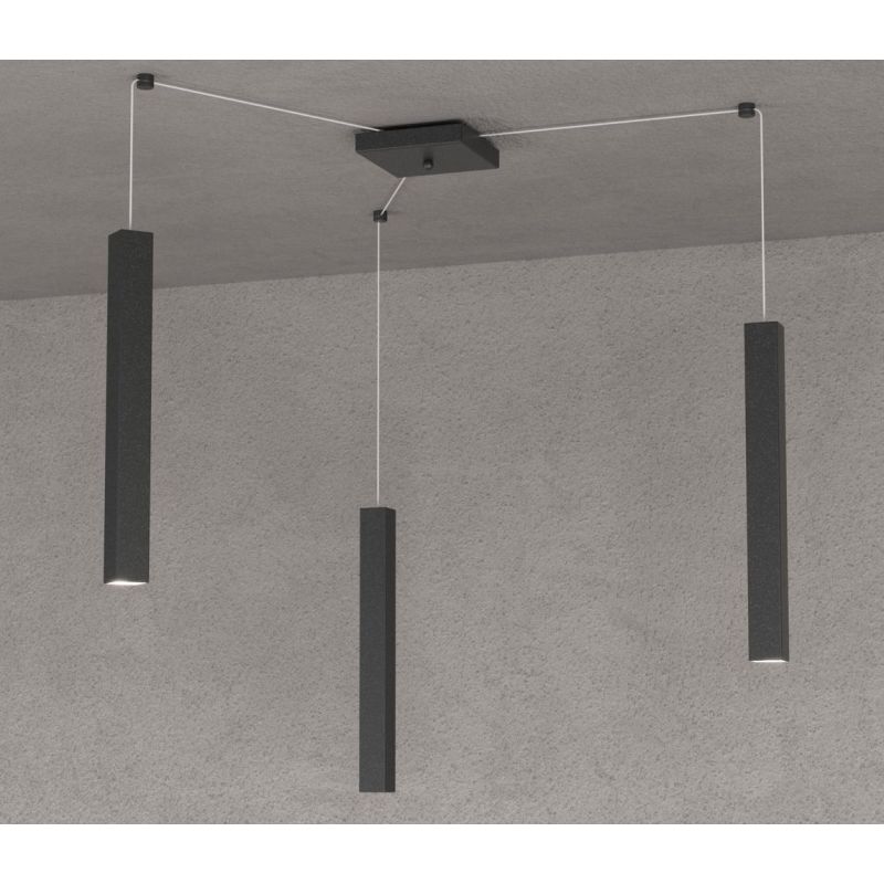 SQUARE TUBE SOSPENSIONE 3 LUCI DECENTRATA IN METALLO 6 COLORI LAMPADINE ATTACCO GU10 Top Light Illuminazione - Cristalensi Shop 