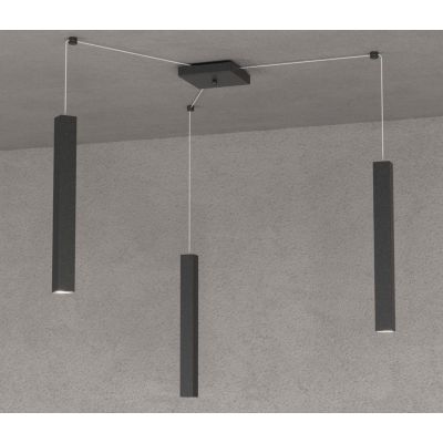 SQUARE TUBE SOSPENSIONE 3 LUCI DECENTRATA IN METALLO 6 COLORI LAMPADINE ATTACCO GU10 Top Light Illuminazione - Cristalensi Shop 