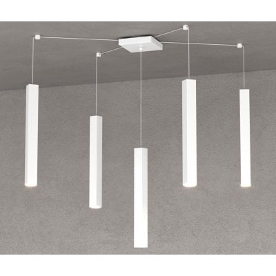 SQUARE TUBE SOSPENSIONE 5 LUCI DECENTRATA IN METALLO 6 COLORI LAMPADINE ATTACCO GU10 Top Light Illuminazione - Cristalensi Shop 