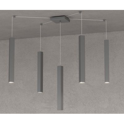 SQUARE TUBE SOSPENSIONE 5 LUCI DECENTRATA IN METALLO 6 COLORI LAMPADINE ATTACCO GU10 Top Light Illuminazione - Cristalensi Shop 