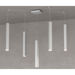 SQUARE TUBE SOSPENSIONE 5 LUCI DECENTRATA IN METALLO 6 COLORI LAMPADINE ATTACCO GU10 Top Light Illuminazione - Cristalensi Shop  2