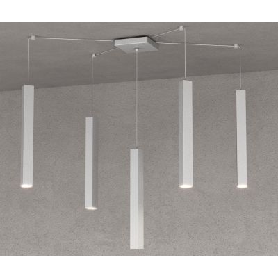 SQUARE TUBE SOSPENSIONE 5 LUCI DECENTRATA IN METALLO 6 COLORI LAMPADINE ATTACCO GU10 Top Light Illuminazione - Cristalensi Shop 