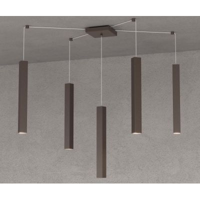 SQUARE TUBE SOSPENSIONE 5 LUCI DECENTRATA IN METALLO 6 COLORI LAMPADINE ATTACCO GU10 Top Light Illuminazione - Cristalensi Shop 