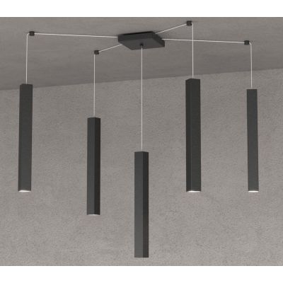 SQUARE TUBE SOSPENSIONE 5 LUCI DECENTRATA IN METALLO 6 COLORI LAMPADINE ATTACCO GU10 Top Light Illuminazione - Cristalensi Shop 