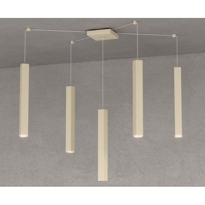 SQUARE TUBE SOSPENSIONE 5 LUCI DECENTRATA IN METALLO 6 COLORI LAMPADINE ATTACCO GU10 Top Light Illuminazione - Cristalensi Shop 