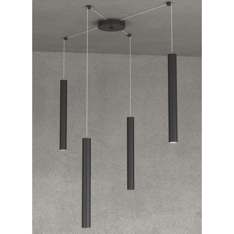 ROUND TUBE SOSPENSIONE MODERNA 6 COLORI IN METALLO CON DECENTRAMENTO LAMPADINE GU10 Top Light Illuminazione - Cristalensi Shop O