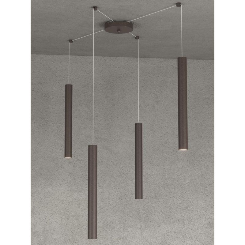 ROUND TUBE SOSPENSIONE MODERNA 6 COLORI IN METALLO CON DECENTRAMENTO LAMPADINE GU10 Top Light Illuminazione - Cristalensi Shop O