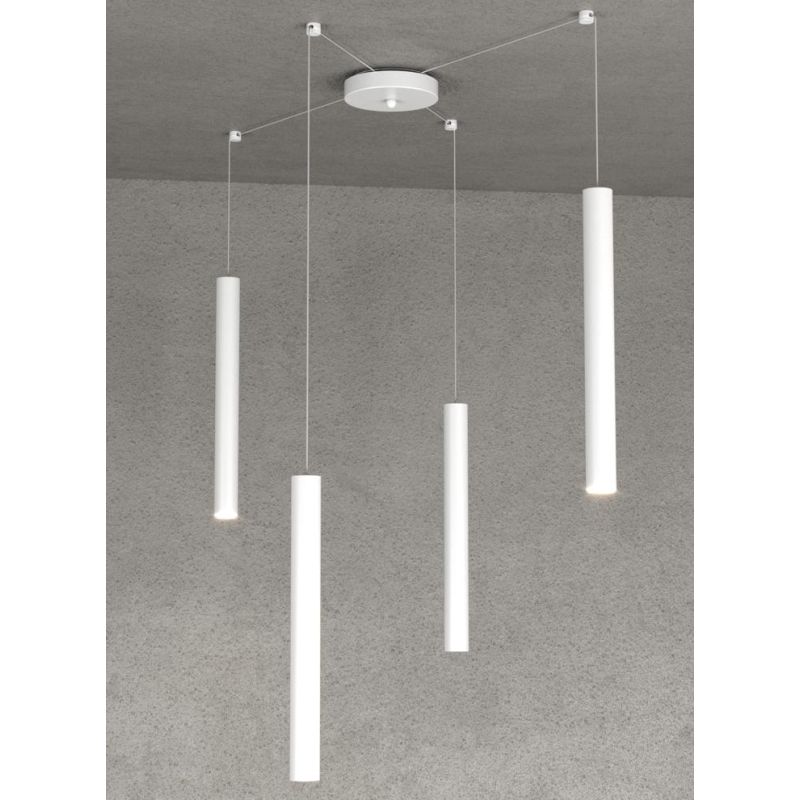 ROUND TUBE SOSPENSIONE MODERNA 6 COLORI IN METALLO CON DECENTRAMENTO LAMPADINE GU10 Top Light Illuminazione - Cristalensi Shop O