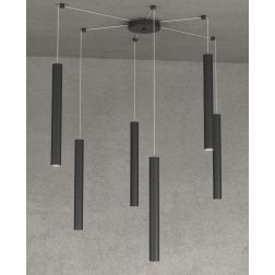 ROUND TUBE SOSPENSIONE MODERNA 6 COLORI IN METALLO CON DECENTRAMENTO LAMPADINE GU10 Top Light Illuminazione - Cristalensi Shop O