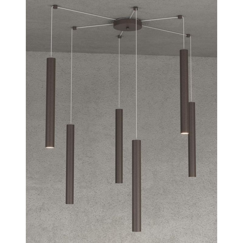 ROUND TUBE SOSPENSIONE MODERNA 6 COLORI IN METALLO CON DECENTRAMENTO LAMPADINE GU10 Top Light Illuminazione - Cristalensi Shop O