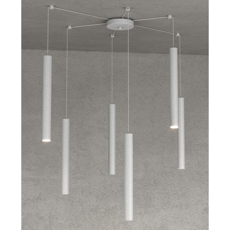 ROUND TUBE SOSPENSIONE MODERNA 6 COLORI IN METALLO CON DECENTRAMENTO LAMPADINE GU10 Top Light Illuminazione - Cristalensi Shop O