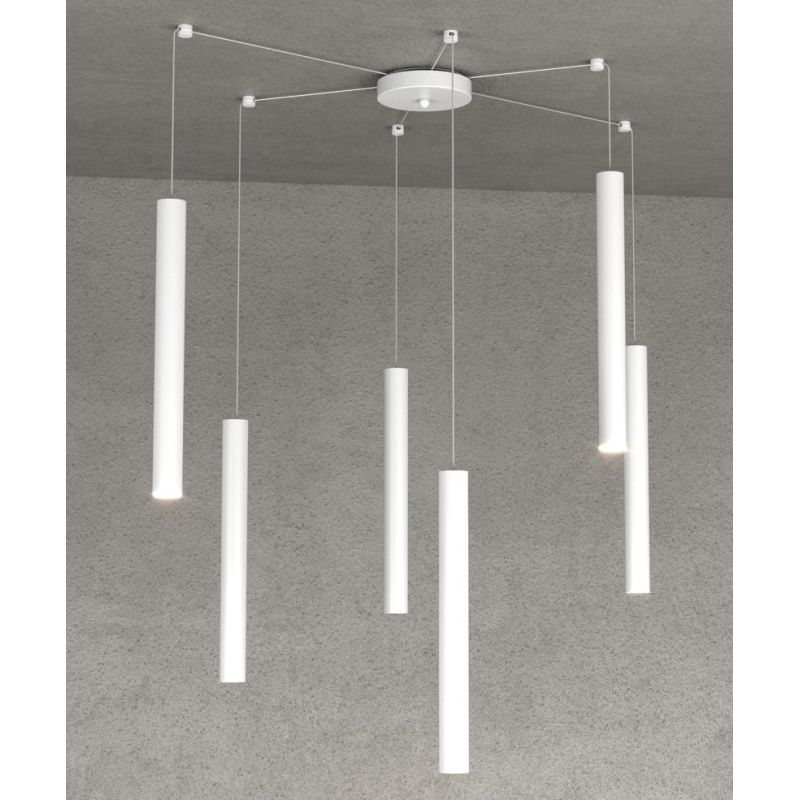 ROUND TUBE SOSPENSIONE MODERNA 6 COLORI IN METALLO CON DECENTRAMENTO LAMPADINE GU10 Top Light Illuminazione - Cristalensi Shop O