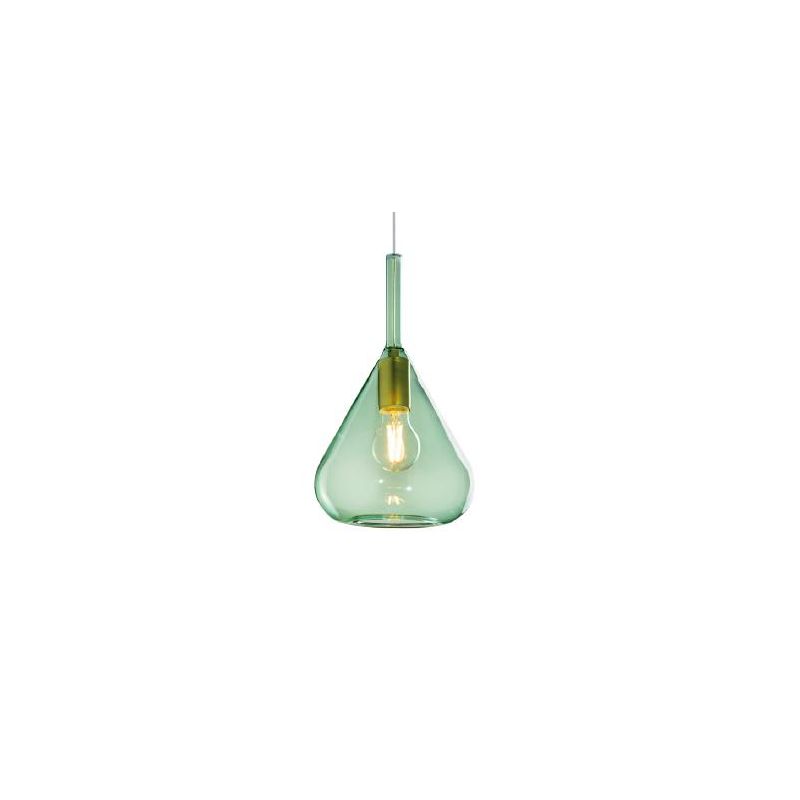 KONA SOSPENSIONE SINGOLA CON BASE IN METALLO E DIFFUSORE A CONO PENDENTE IN VETRO 5 COLORI Top Light Illuminazione - Cristalensi