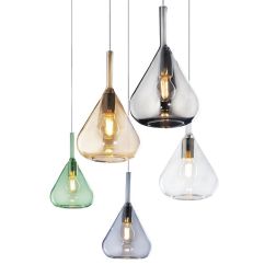 KONA SOSPENSIONE SINGOLA CON BASE IN METALLO E DIFFUSORE A CONO PENDENTE IN VETRO 5 COLORI Top Light Illuminazione - Cristalensi