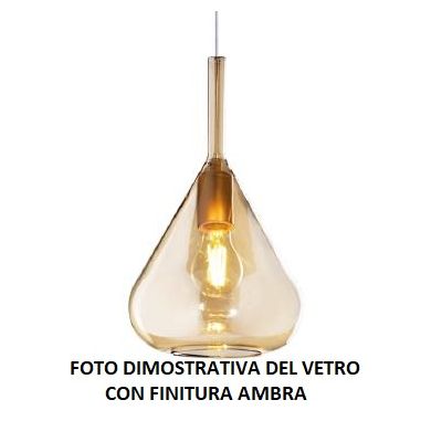 KONA SOSPENSIONE CON DECENTRO FINITURA CROMO CON 2 DIFFUSORI A CONO IN VETRO COLORATO Top Light Illuminazione - Cristalensi Shop