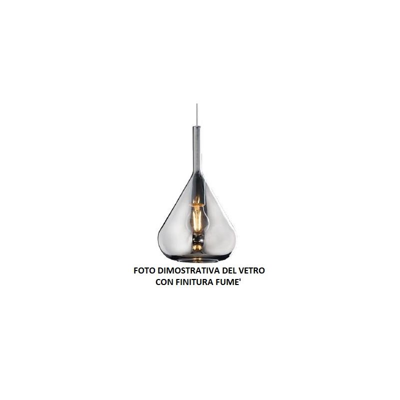 KONA SOSPENSIONE CON DECENTRO FINITURA CROMO CON 2 DIFFUSORI A CONO IN VETRO COLORATO Top Light Illuminazione - Cristalensi Shop