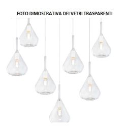 KONA SOSPENSIONE ROTONDA D60 IN FINITURA OTTONE CON 8 DIFFUSORI A CONO IN VETRO COLORATO Top Light Illuminazione - Cristalensi S 2